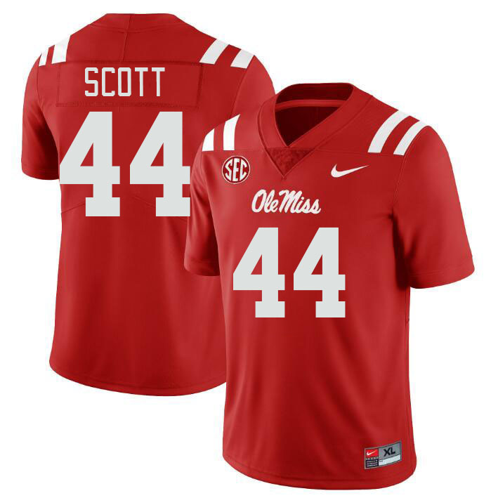 Men #44 Ali Scott Ole Miss Rebels College Football Jerseyes Stitched Sale-Red